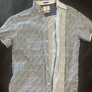 On The Road Men's Floral Blue and White Dress Shirt